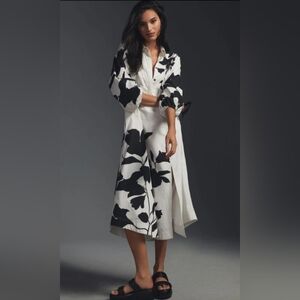 NWT Anthropologie Maeve Jo Faulkner Button-Front Asymmetrical Dress Size L